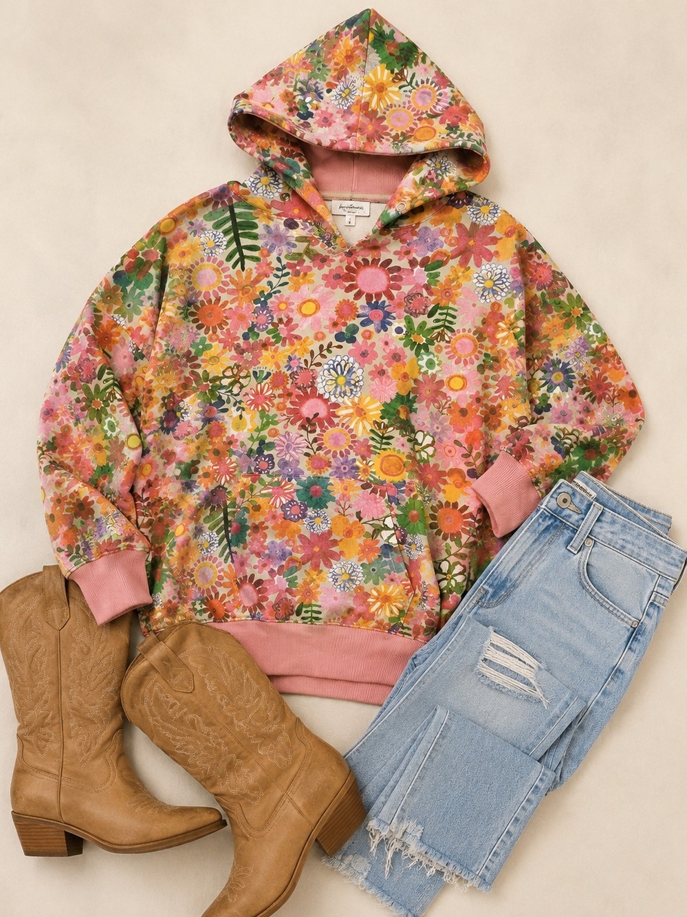 Natural Life Floral Hoodie NWT | Boho Hippie Cottagecore Colorful Floral Pullove